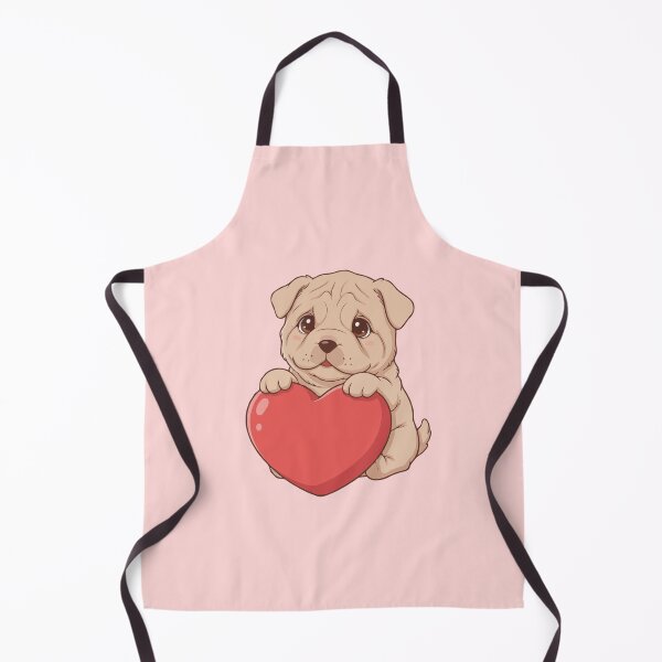 Item preview, Cute Shar Pei Puppy Holding Red Heart – Valentine Dog designed and sold by The Real Life Symphony.