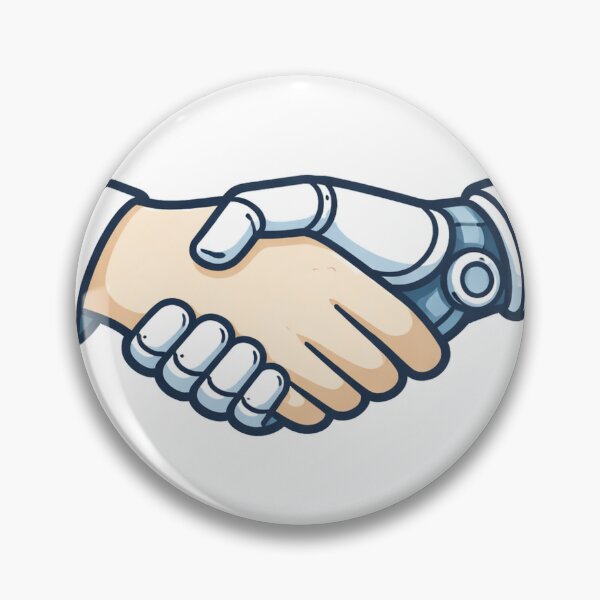 Item preview, Human and Robot Handshake – AI and Human Partnership Illustration designed and sold by Lumiart1408.