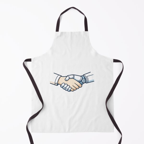 Item preview, Human and Robot Handshake – AI and Human Partnership Illustration designed and sold by Lumiart1408.