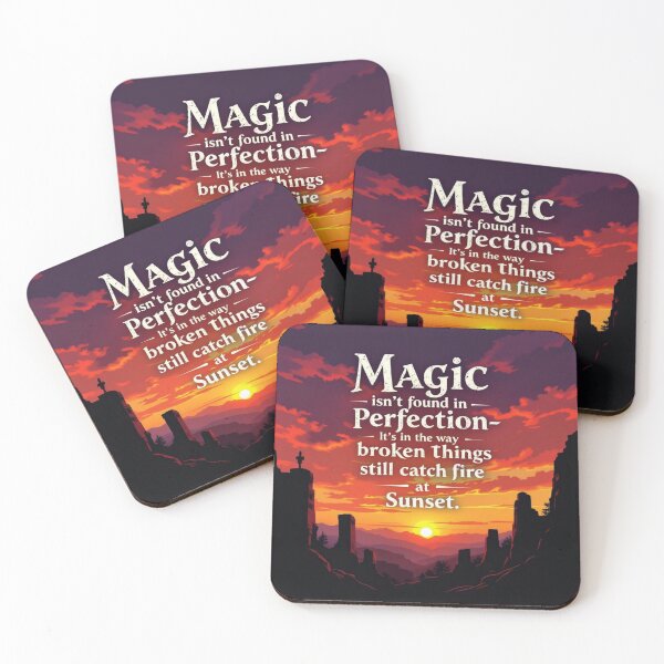 Item preview, Where Imperfection Becomes Magic – Bold Sunset Quote Typography designed and sold by redask2me.