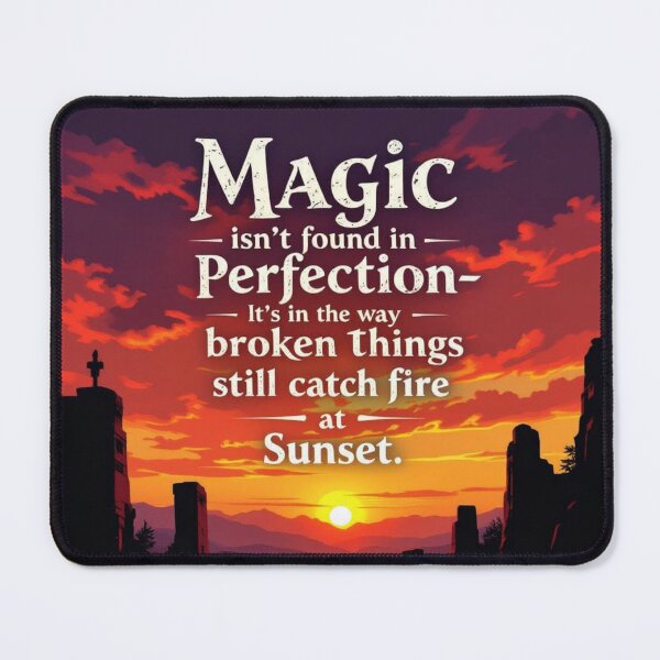 Item preview, Where Imperfection Becomes Magic – Bold Sunset Quote Typography designed and sold by redask2me.