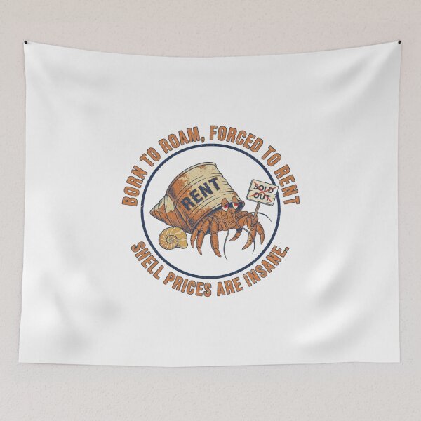 Item preview, Forced to Rent Hermit Crab – Funny Housing Crisis 90s Vintage Graphic designed and sold by FakeJoo.