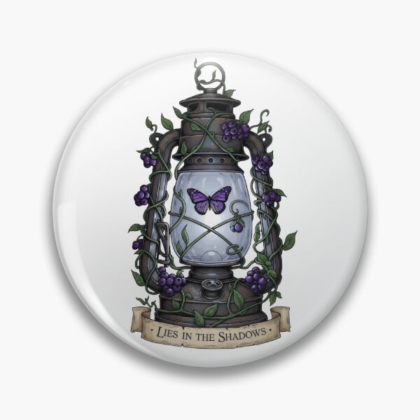 Item preview, Gothic Lantern Butterfly Art – Lies in the Shadows, Purple Berry Vine Dark Botanical Illustration designed and sold by Luminari Creations.