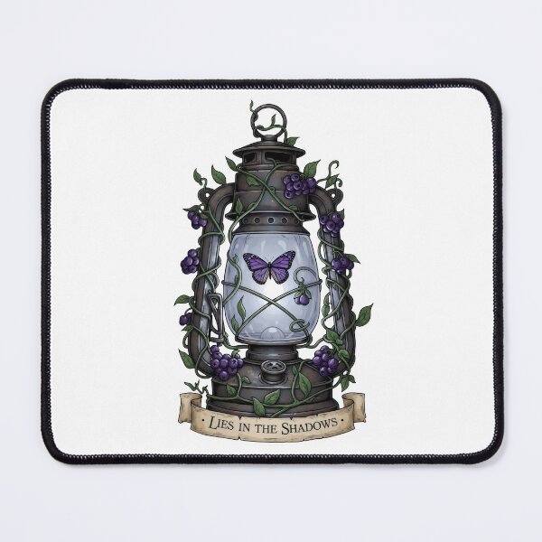 Item preview, Gothic Lantern Butterfly Art – Lies in the Shadows, Purple Berry Vine Dark Botanical Illustration designed and sold by Luminari Creations.