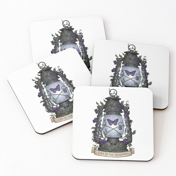 Item preview, Gothic Lantern Butterfly Art – Lies in the Shadows, Purple Berry Vine Dark Botanical Illustration designed and sold by Luminari Creations.