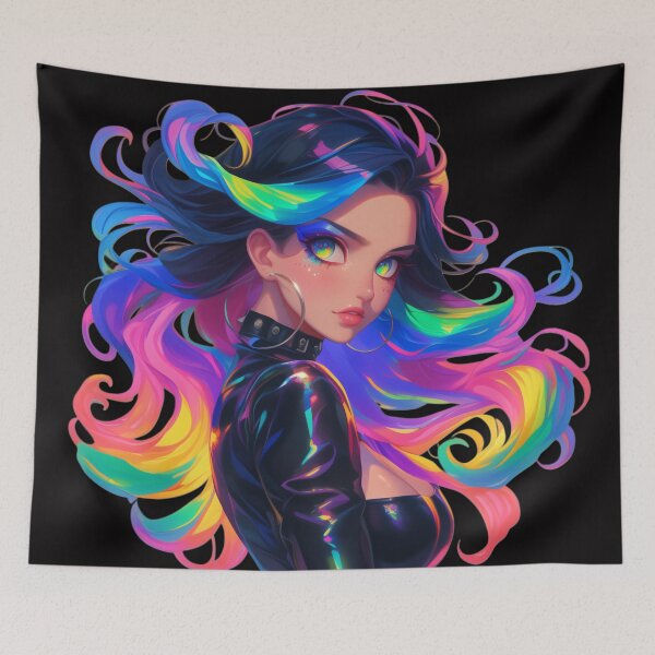 Item preview, rainbow anime girl designed and sold by CursedbyLilith.