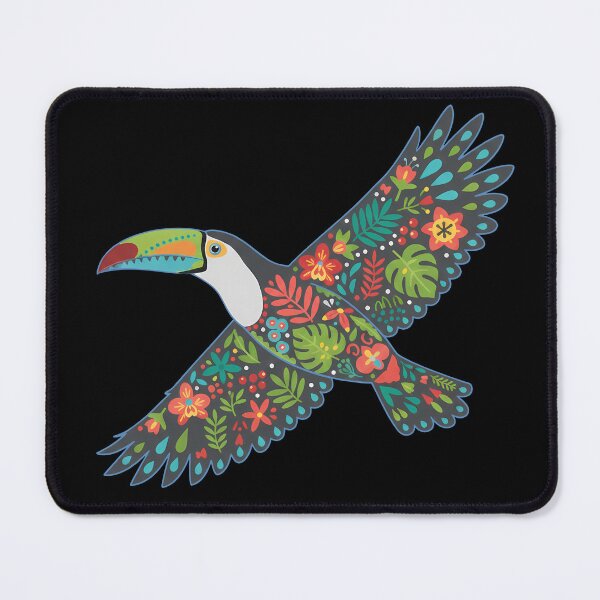 Item preview, Toucan in Flight with Tropical Foliage – Hope for Wildlife Scandinavian Folk Art by heidiannemorris © designed and sold by FOLK ART FUSION by heidiannemorris.