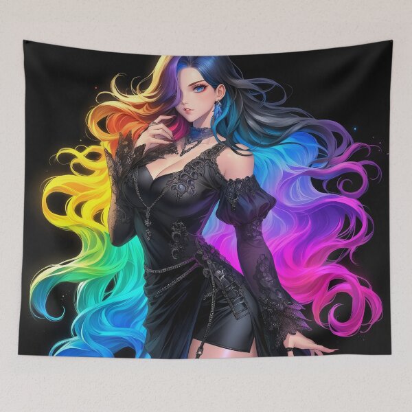 Item preview, anime rainbow girl designed and sold by CursedbyLilith.