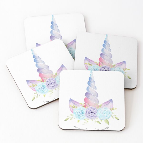 Item preview, Magical Pastel Unicorn with Lashes and Flowers designed and sold by AnimaliaStar.