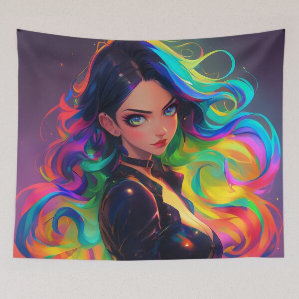 Item preview, rainbow anime girl designed and sold by CursedbyLilith.