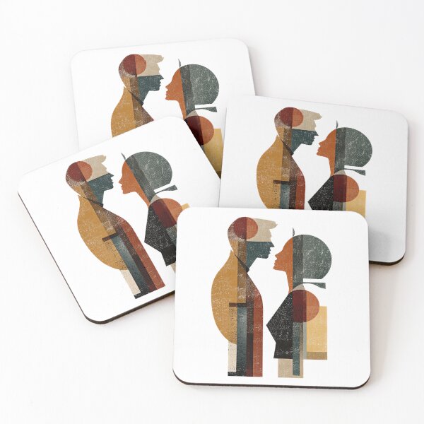 Item preview, Abstract Couple Geometric Mid-Century Modern Valentine's Day Art designed and sold by BigStar-Cart.