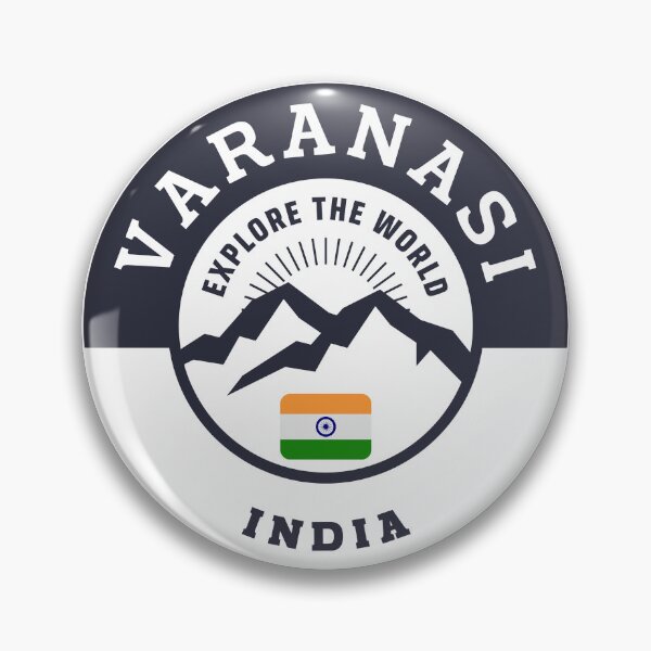 Item preview, Varanasi India | Black and White Travel Crest designed and sold by World Designs.