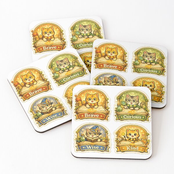 Item preview, Brave Curious Wise Kind Reading Cats Sticker Set designed and sold by Chytanka.
