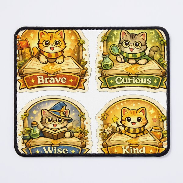 Item preview, Brave Curious Wise Kind Reading Cats Sticker Set designed and sold by Chytanka.