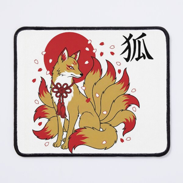 Item preview, Japanese Kitsune Fox (狐) - Cherry Blossom & Calligraphy designed and sold by nao-TokyoLife.