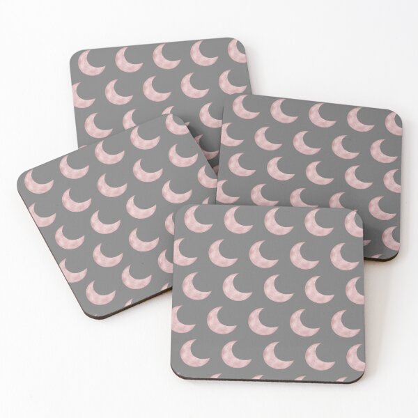 Item preview, Pattern of moons in rosewater color on a dark gray background designed and sold by lunadesignsmoon.
