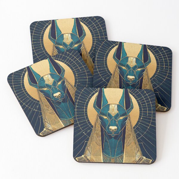 Item preview, Anubis Jackal Guardian Profile | Egyptian Revival Art Deco Nouveau | Luxury Gallery Art Print designed and sold by Vintage Poster Gallery.