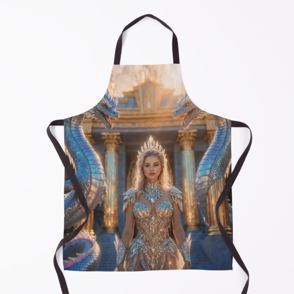 Item preview, Atlantis Sovereign Queen with Dual Iridescent Sea Dragons – Pre-Sunken Golden Age Fantasy Glamour Art designed and sold by SunsetAngelsAI.