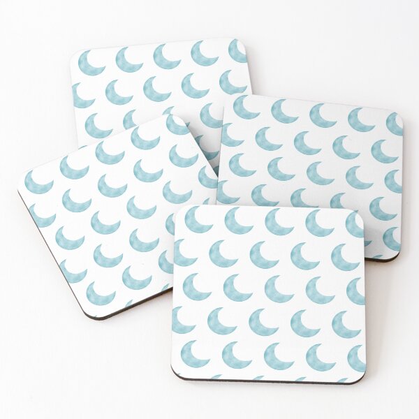 Item preview, Pattern of ice-colored white moons on a white background designed and sold by lunadesignsmoon.