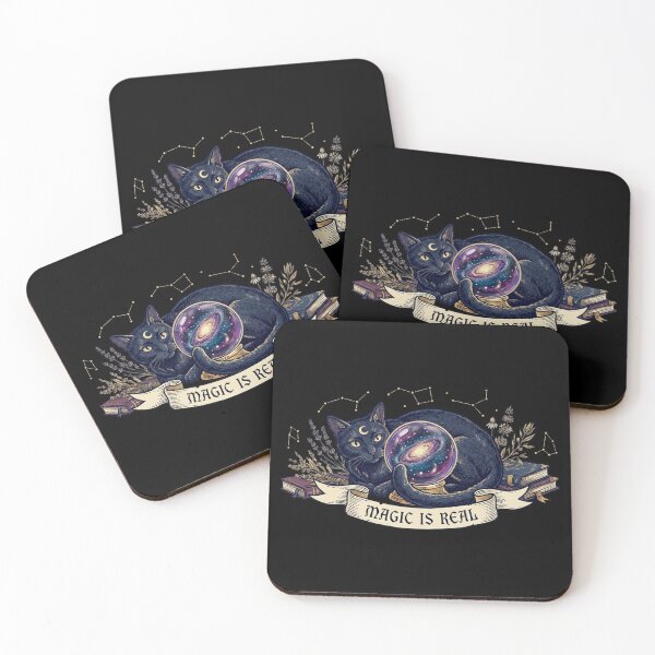 Item preview, Magic Is Real: Witchy Black Cat and Galaxy Crystal Ball Mystical Art designed and sold by DogLord.