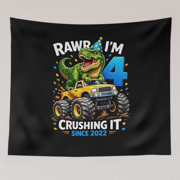 Item preview, Rawr I'm 4 Crushing It Since 2022 Birthday Boy designed and sold by SofenArt.