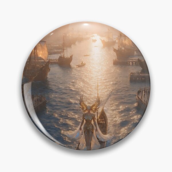 Item preview, Atlantis Sovereign Queen on Royal Barge with Sea Dragon – Pre-Sunken Golden Age Fantasy Glamour Art designed and sold by SunsetAngelsAI.