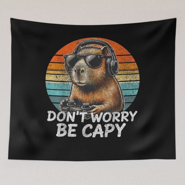 Item preview, Don't Worry Be Capy Capybara Retro Gaming Art for Men Women Kids , Capybara Gift Lover  designed and sold by DZIRI NAJAT.