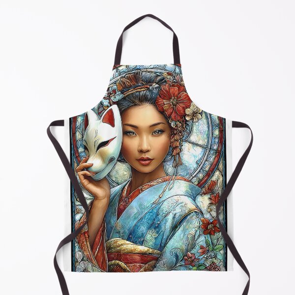 Item preview, Elegant Woman with a Fox Mask and Floral Details designed and sold by Artessie.