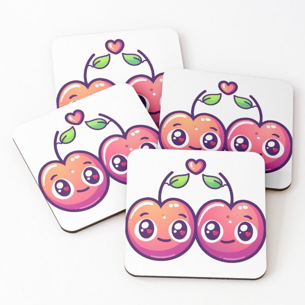 Item preview, Kawaii Cherry Love Pair Saint Valentine's Day - Cute Heart Eyes Cherries Art Print designed and sold by DesignArtist.ia.