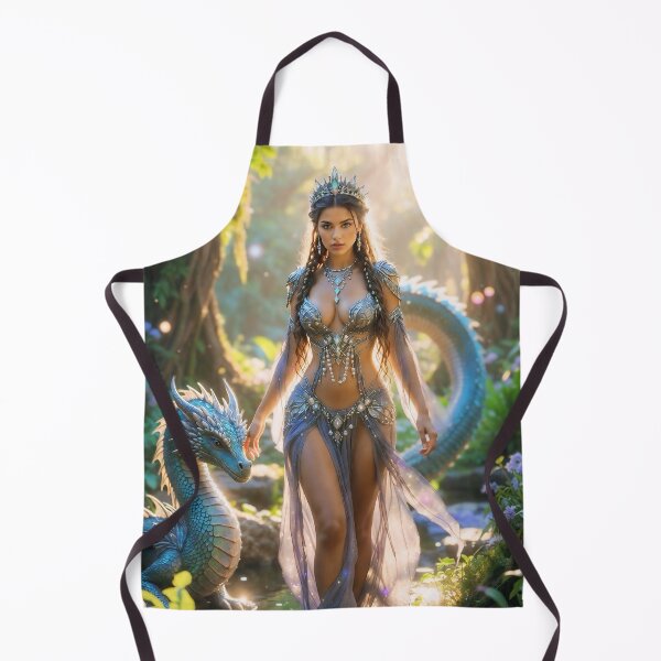 Item preview, Atlantis Sovereign Queen in Sacred Exotic Grove with Sea Dragon – Pre-Sunken Golden Age Fantasy Glamour Art designed and sold by SunsetAngelsAI.