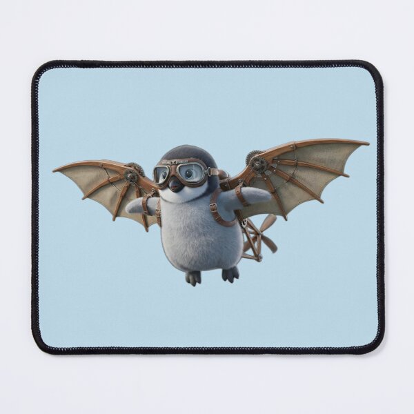 Item preview, Little Inventor - Cute Fluffy Penguin Flying with Da Vinci Wings designed and sold by PixMoody.