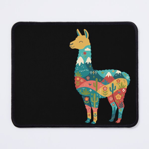 Item preview, Llama with Andean Mountain Landscape – Scandinavian Folk Art by heidiannemorris © designed and sold by FOLK ART FUSION by heidiannemorris.