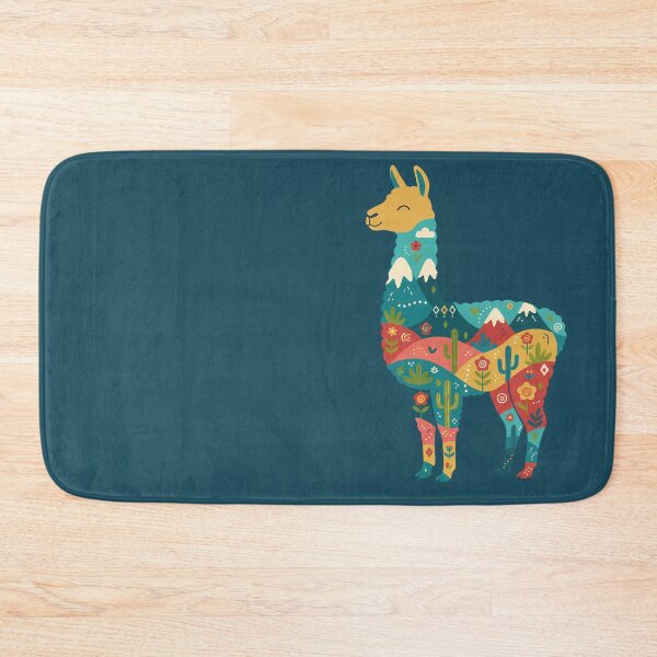 Item preview, Llama with Andean Mountain Landscape – Scandinavian Folk Art by heidiannemorris © designed and sold by FOLK ART FUSION by heidiannemorris.