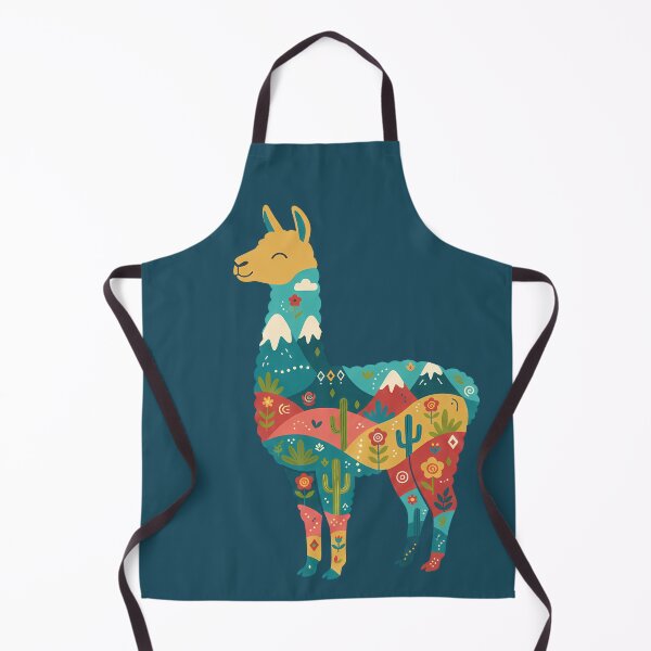 Item preview, Llama with Andean Mountain Landscape – Scandinavian Folk Art by heidiannemorris © designed and sold by FOLK ART FUSION.