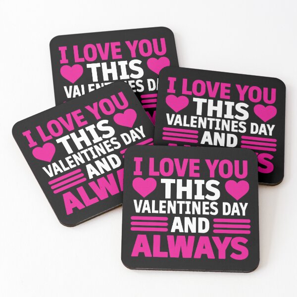 Item preview, I Love You This Valentine’s Day and Always – Bold Romantic Typography with Pink Hearts designed and sold by BrainBubbleArt.