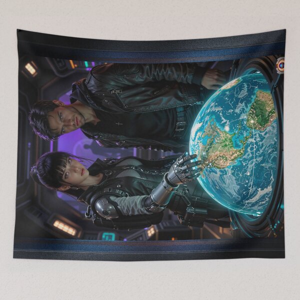 Item preview, Celestial Earth Guardians Dyra Lelphen And Breason Jurinsen Interesting AI Concept Art by Xzendor7 designed and sold by Xzendor7 Digital Art Creations.