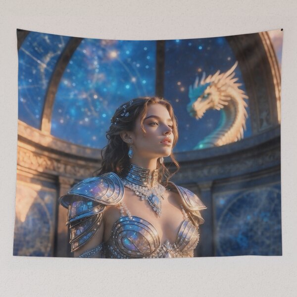 Item preview, Atlantis Sovereign Queen Celestial Dome Palace Sea Dragon – Golden Age Fantasy designed and sold by SunsetAngelsAI.