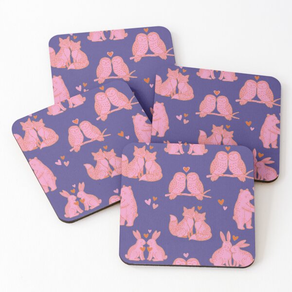 Item preview, Purple Pink Woodland Animal Couples Pattern designed and sold by zzz888.