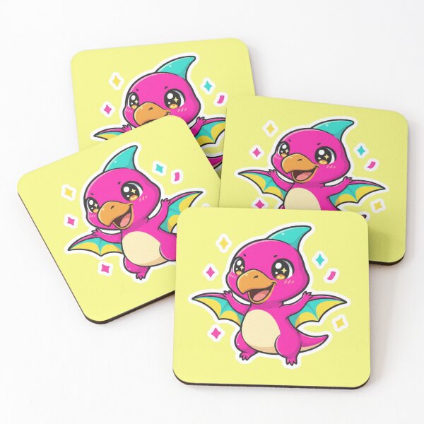 Item preview, Cute Pink Baby Pterodactyl Dinosaur Flying with Sparkles Kawaii Prehistoric Creature for Kids and Dino Lovers designed and sold by bvdesignart.