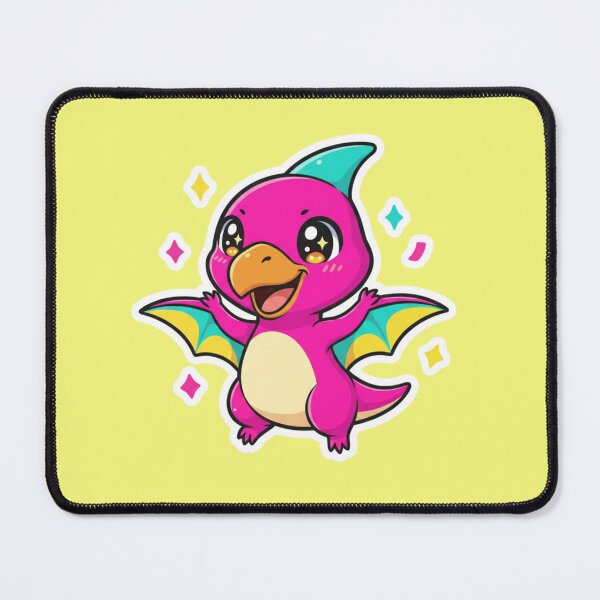 Item preview, Cute Pink Baby Pterodactyl Dinosaur Flying with Sparkles Kawaii Prehistoric Creature for Kids and Dino Lovers designed and sold by bvdesignart.