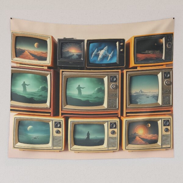 Item preview, Retro TV Stack Pop Art - Vintage Television Wall Hot designed and sold by Cine8.