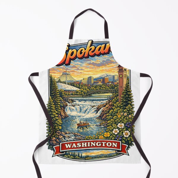 Item preview, Spokane Washington Retro Riverfront Town Design designed and sold by Stilll Waters Studio.