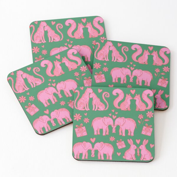 Item preview, Pink and Green Safari Woodland Animal Love Pattern designed and sold by zzz888.