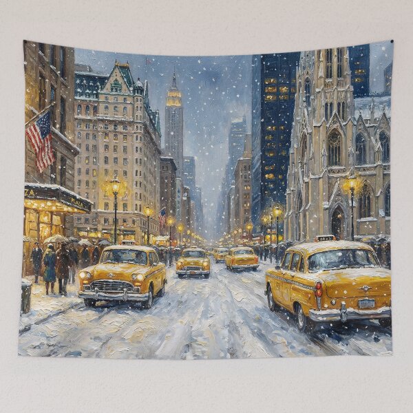 Item preview, Winter Evening on Fifth Avenue - Vintage NYC Oil Painting designed and sold by griez.