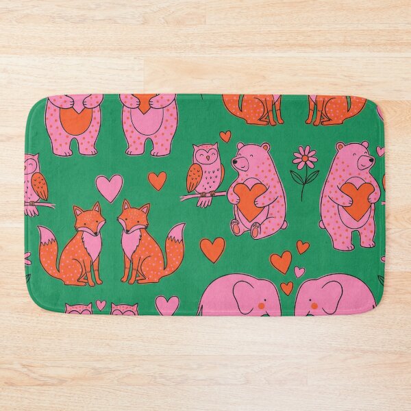 Item preview, Green and Pink Cute Forest Animal Hearts Pattern designed and sold by zzz888.