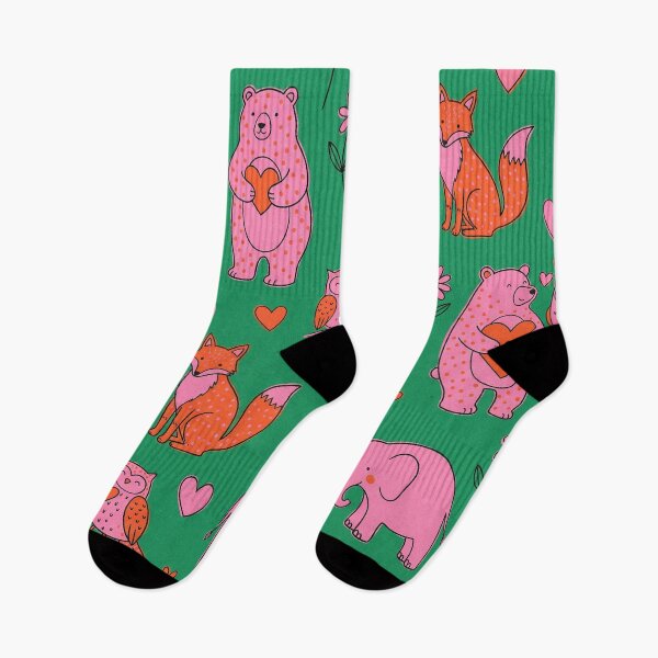 Item preview, Green and Pink Cute Forest Animal Hearts Pattern designed and sold by zzz888.