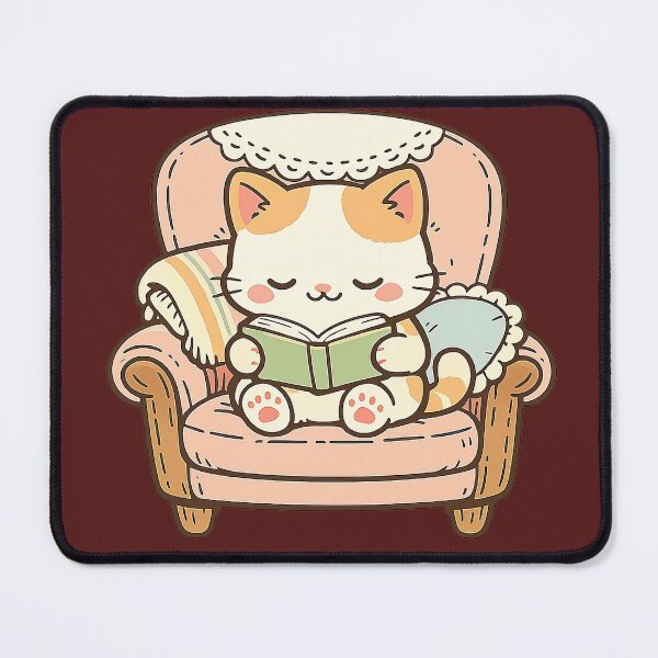 Item preview, Cozy Cat Reading Book Retro Aesthetic Illustration designed and sold by FusionRealm.