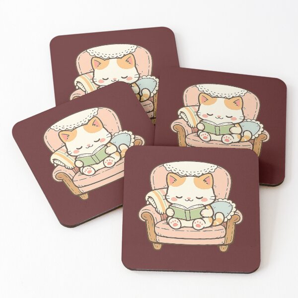 Item preview, Cozy Cat Reading Book Retro Aesthetic Illustration designed and sold by FusionRealm.