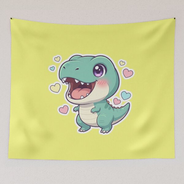 Item preview, Kawaii Baby T Rex Dinosaur with Pastel Hearts Cute Adorable Tyrannosaurus Rex Chibi Dino Art for Kids and Teens designed and sold by bvdesignart.