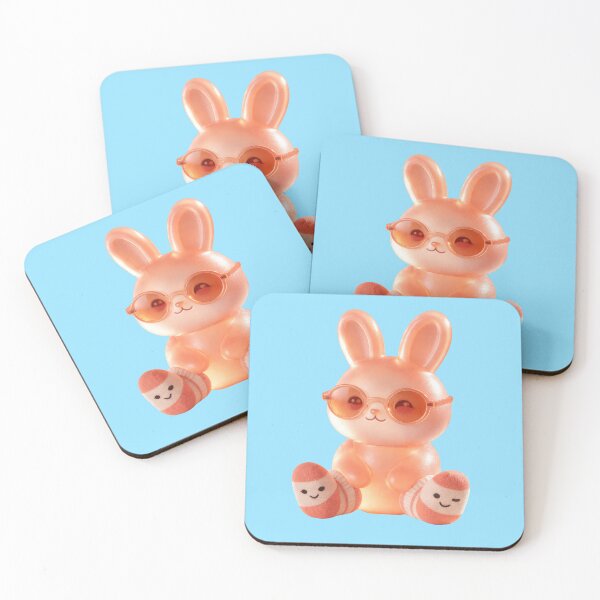 Item preview, Cute 3D Peach Bunny with Orange Glasses – Kawaii Aesthetic designed and sold by Laugh & Rewind .